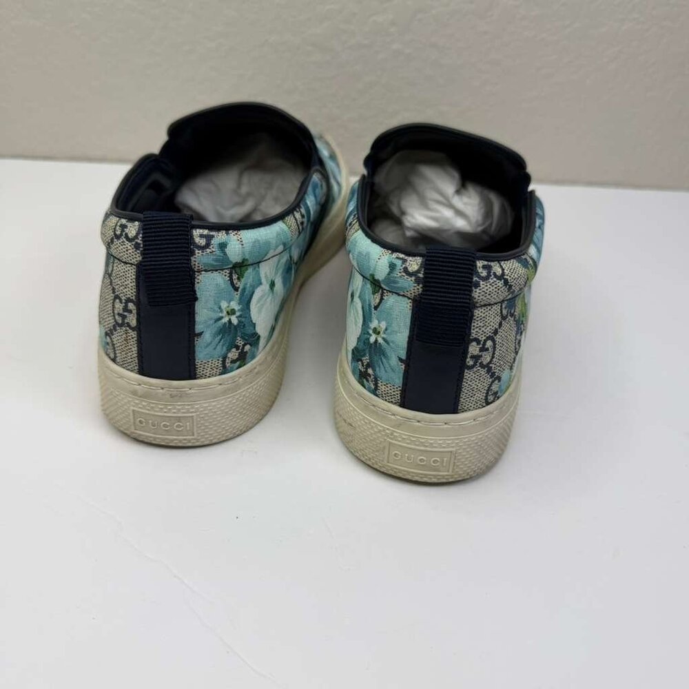 Mens Gucci Sneakers/GG Blooms/Broola/Slip-on/PVC Canvas Blue Floral Pattern - Picture 4 of 10